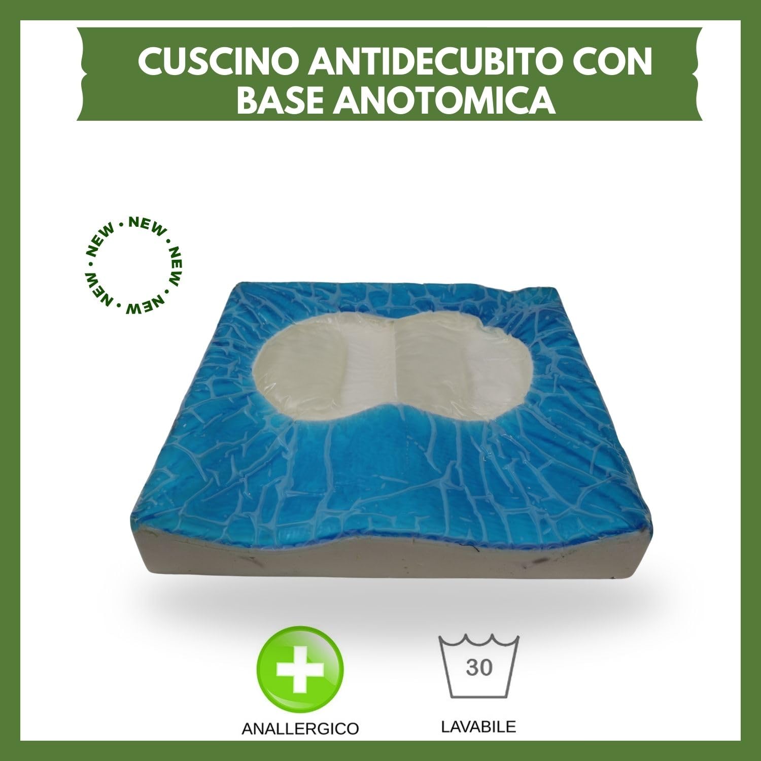 TERMIGEA Cuscino antidecubito con base anotomica preformata e fluido automodellante. 003HALTO 7CM Cuscino decubito per la prevenzione delle piaghe da decubito. Cuscino antidecubito per carrozzina