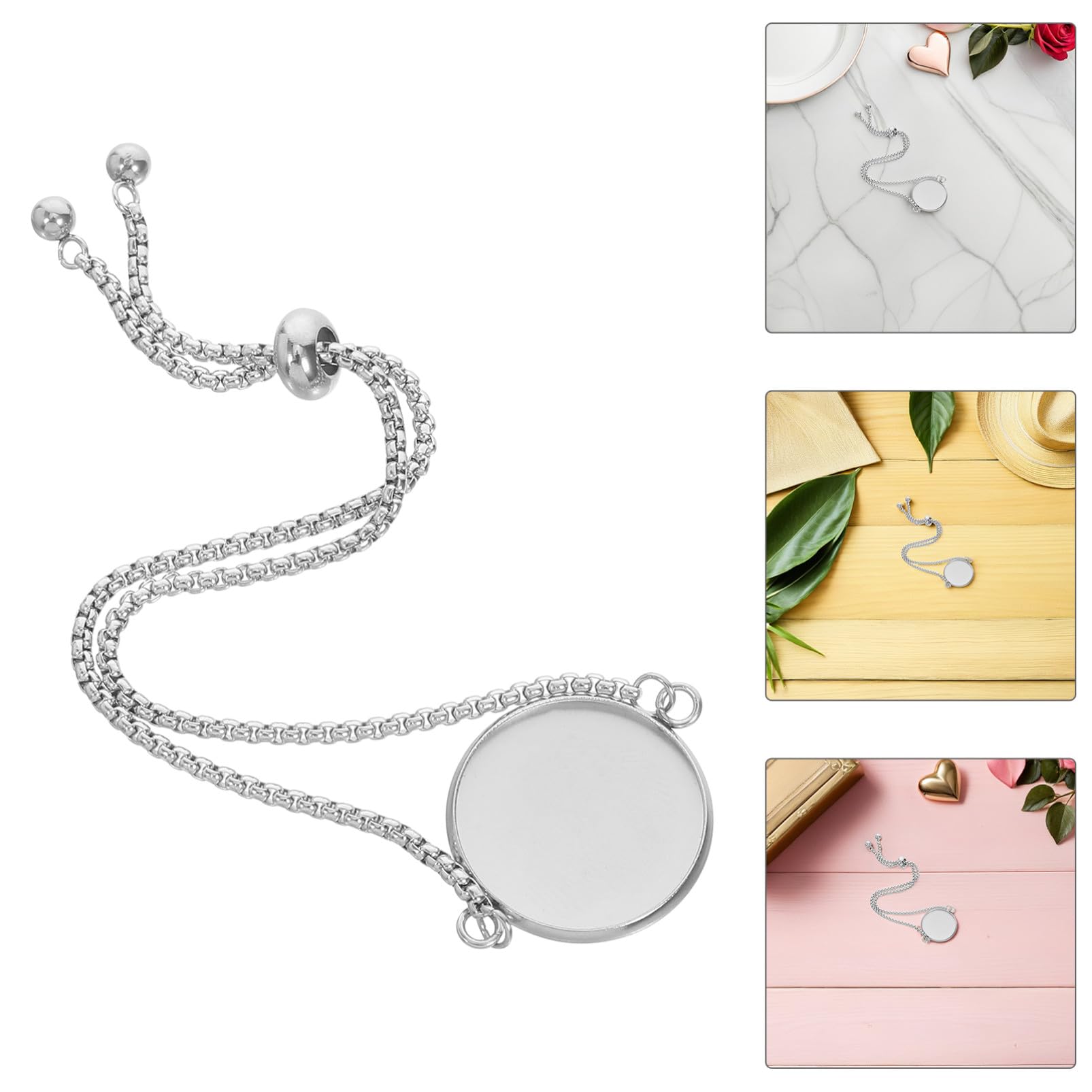 Brazalete Bisel en Blanco Ajustable de Acero Inoxidable 10piezas para DIY Joyas, Estilo Elegante y Sofisticado para Mujeres en Uso Diario