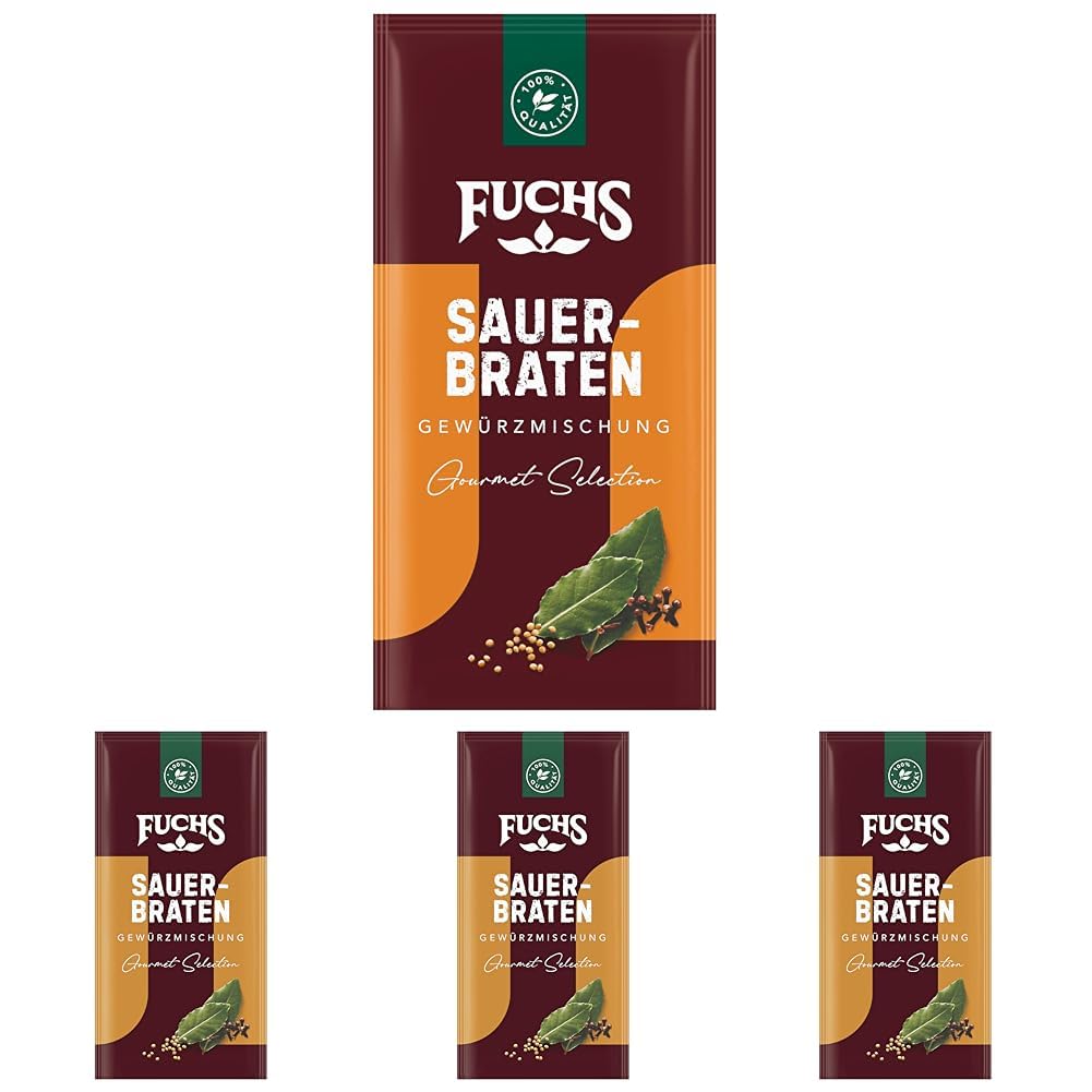 Fuchs Gewürze - Sauerbraten Gewürzmischung, Gewürz zur Zubereitung einer Marinade für 1 kg Sauerbraten - aus natürlichen Zutaten - 15 g (Packung mit 4)