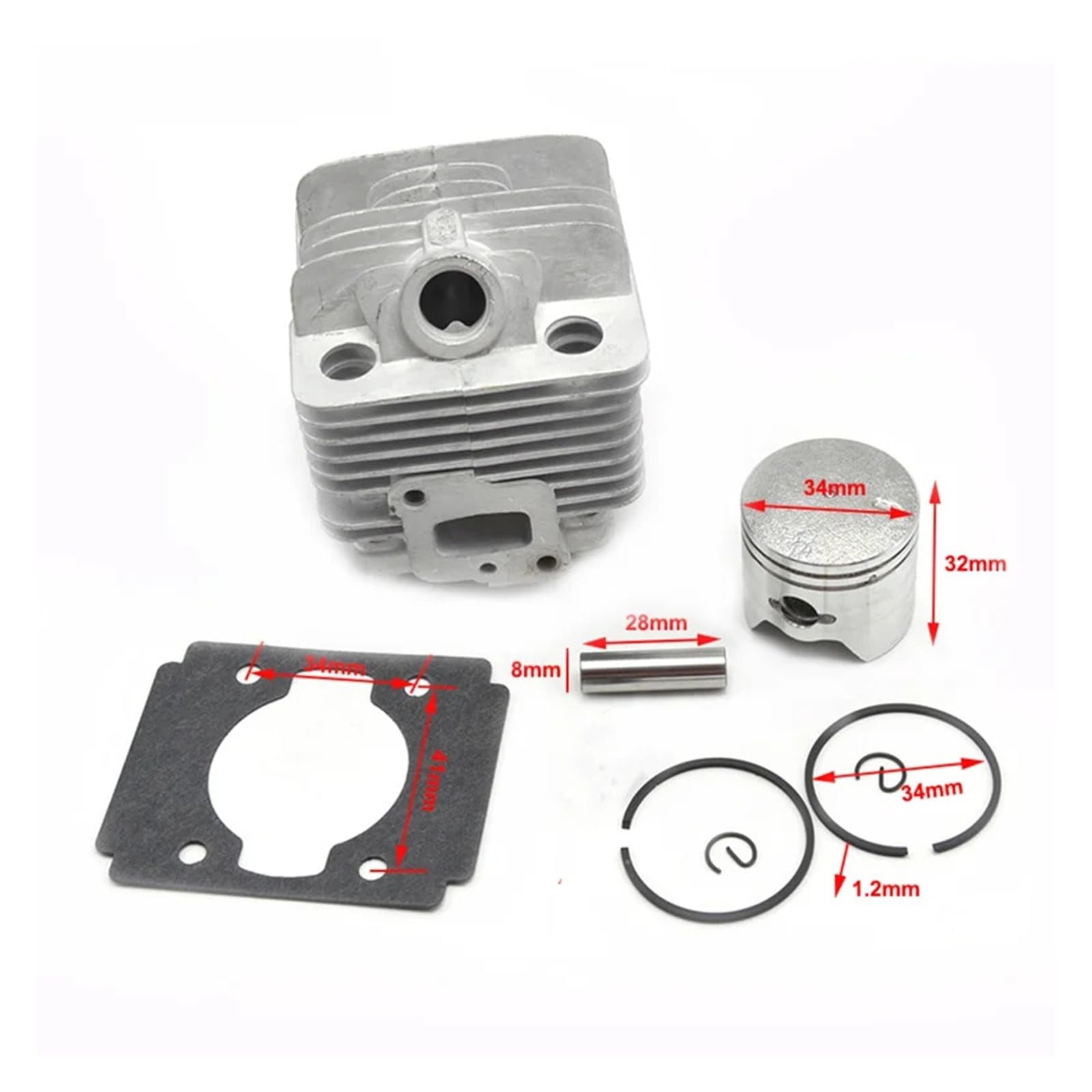 Kit Cilindro CG260 34MM Vecchio Stile for BG260 1E34F 25CC Gruppo Cilindro Fasce Elastiche PISTONE Clip SPINOTTO Assy DECESPUGLIATORE