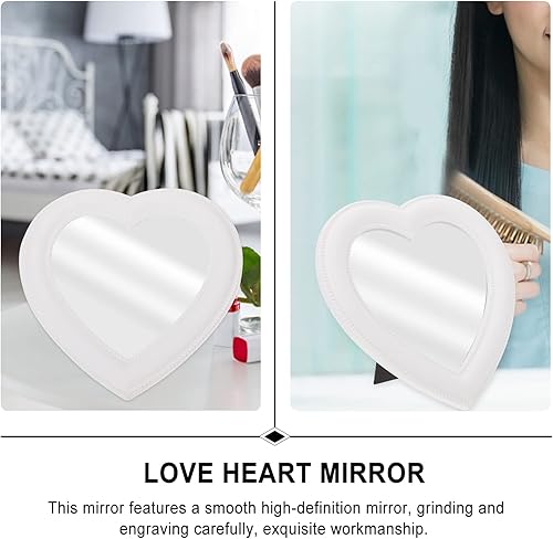 Miniatura 5 de Lurrose Heart Makeup Mirror Wall Desktop Cosmetic Mirror Bedroom Table Mirror for Women Girls White