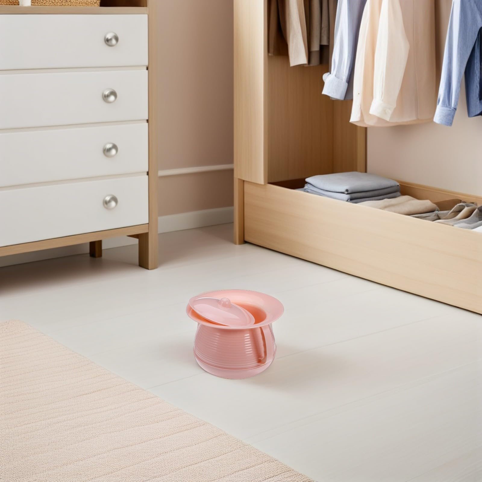 VICASKY Orinatoi Portatili per Anziani e Bambini 2 Pezzi con Coperchio Aderente, Vaso da Bagno Resistente in Plastica Rinforzata, Vasino di Emergenza Leggero per Uso Domestico e Mobilità