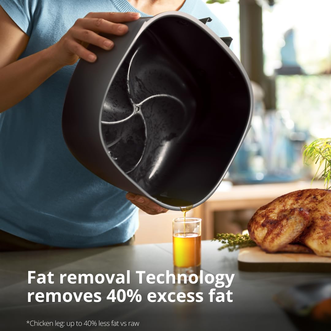 Philips Série 3000 7.2L Airfry, fenêtre de cuisson, friteuse 16 en 1, technologie RapidAir Plus, élimination des graisses, application de recettes HomeID, facile à nettoyer (NA342/09)