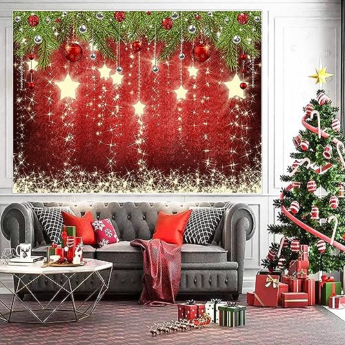 Sfondo natalizio a tema palla rossa, stelle