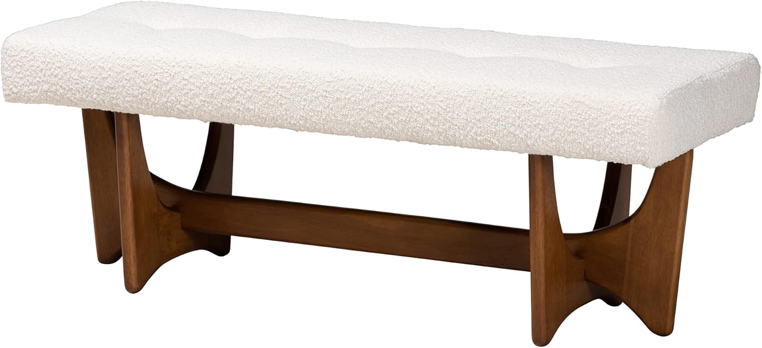 Baxton Studio Theo Benche, One Size, White/Walnut Brown