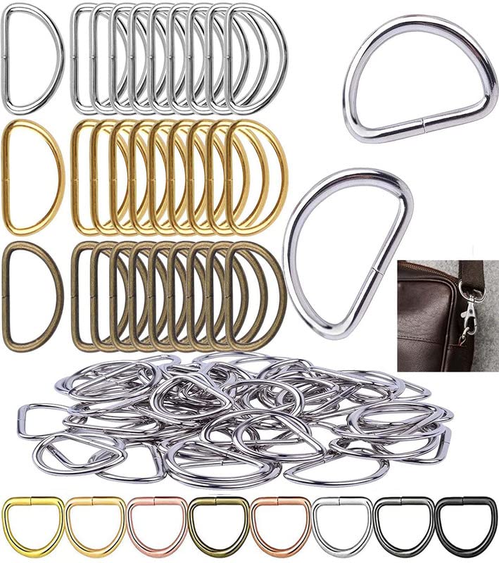 DIY Crafts 25 Pcs, Silver, Metal D Ring Semi-Circular D Ring for Hardware Bags Ring Hand DIY Accessories for Jewellry,Bags, Wallets and Lugga (25 Pcs, Silver)