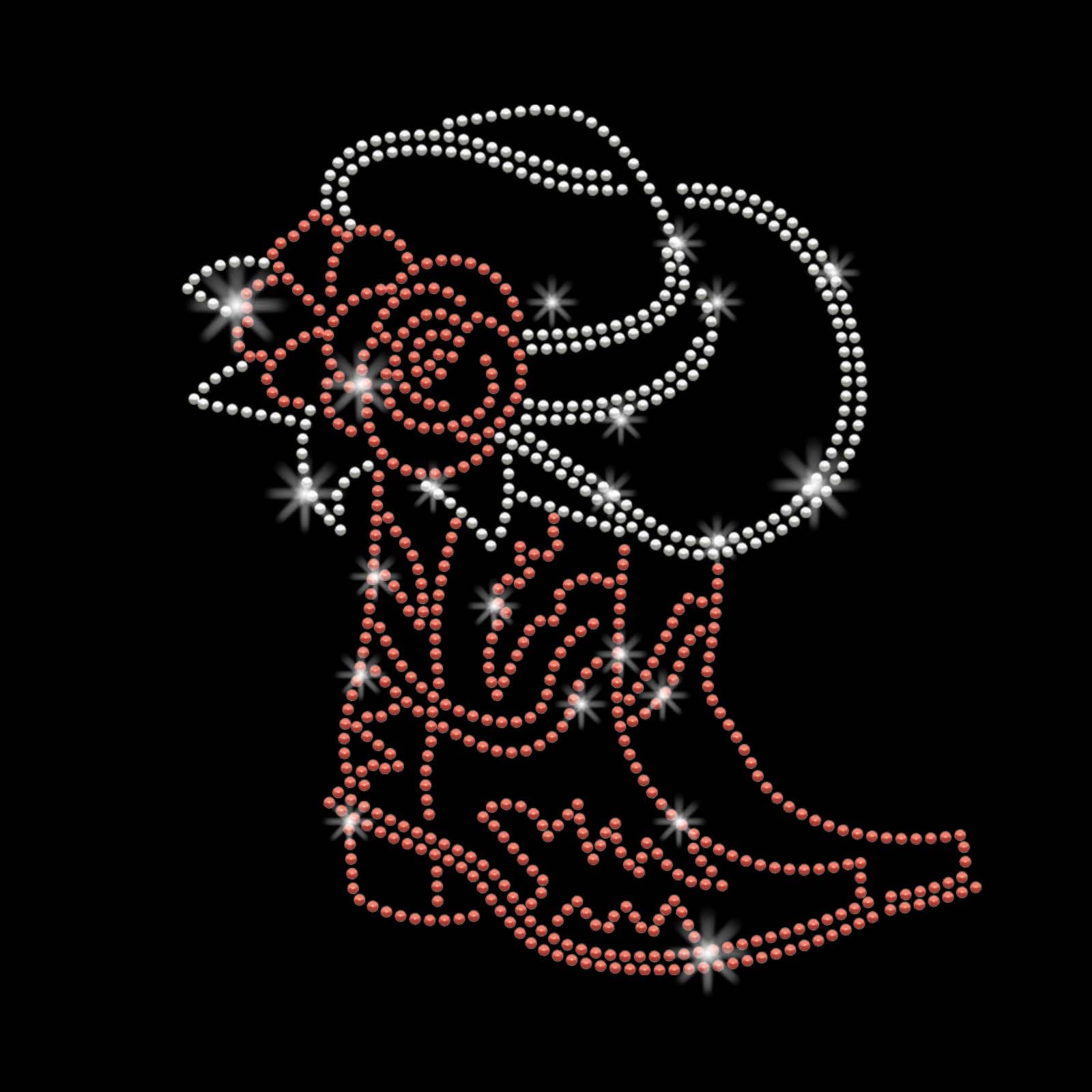 PLIGREAT Bling Rhinestone Cowboy Hat Iron on Hotfix Heat Transfers Decal Diamond Sticker Patches Clothing Repair Appliques for DIY Jacket T-Shirts Pants Bag Clothes Embellishment Tailors Shop Supplies