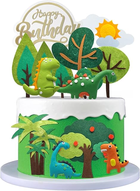 uBook 19PCS 3D Dinosaur Cake Decorations Cake Toppers Cupcake Topper 3D Cake Decorations for Boy, Kids Dinosaur Party (U-0012)