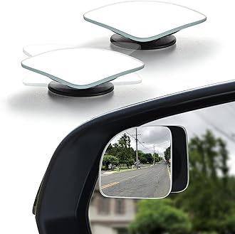 LivTee Blind Spot Mirror, Fan HD Glass Frameless Convex Rear View Mirror with wide angle Adjustable Stick for Cars SUV and Trucks, Pack of 2