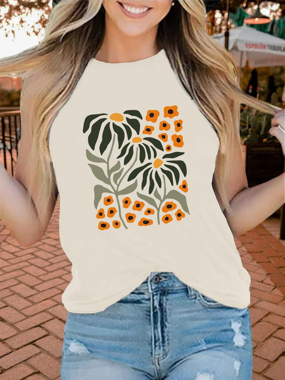 Womens Summer Tank Tops Graphic Casual Loose Sleeveless Tees Shirts for Women - Image 2