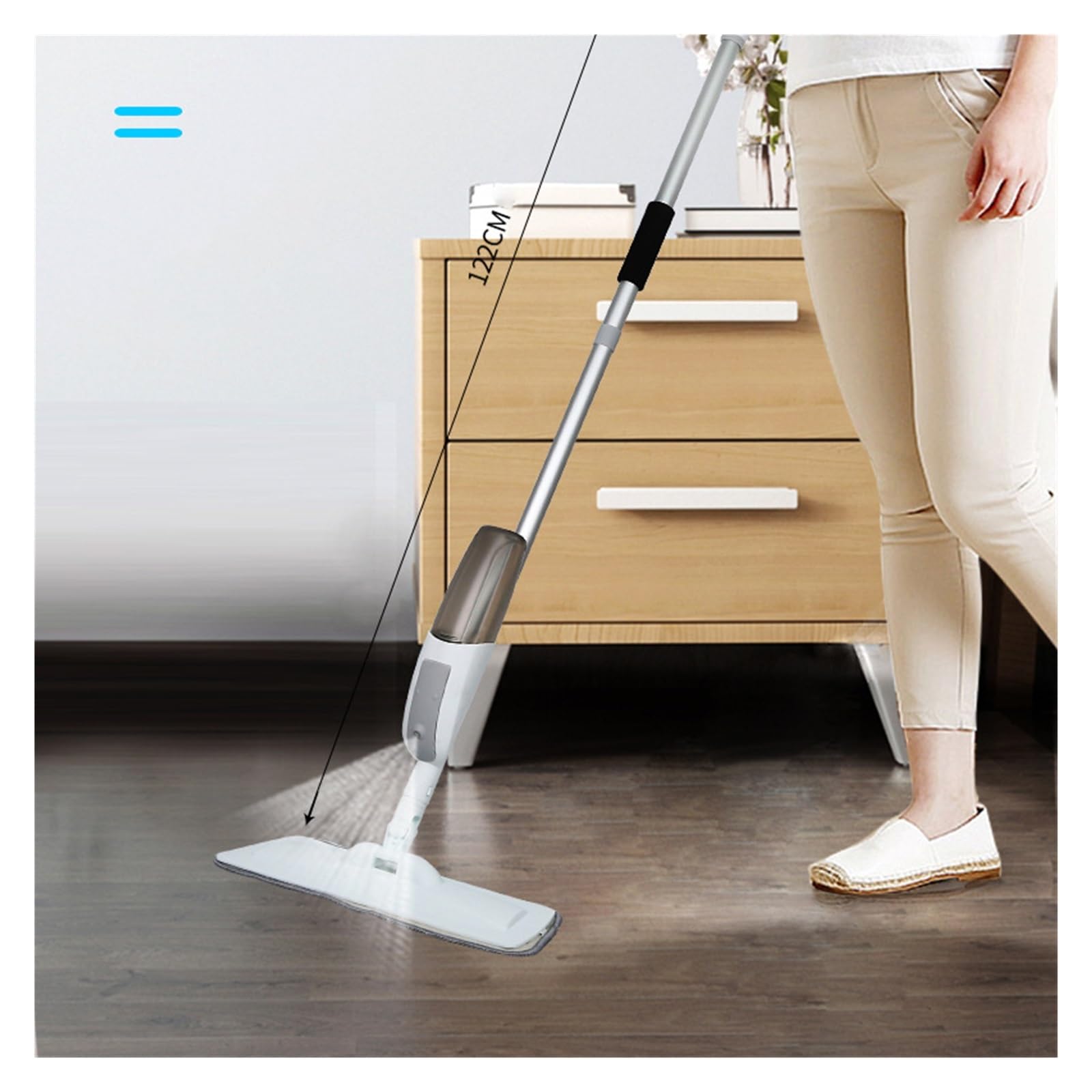 Fregona Plana con pulverizador, Lavado a Mano Gratuito, fregona en Aerosol for Limpieza del hogar, Lavadora de Pisos, residuos y Herramientas de Limpieza del hogar