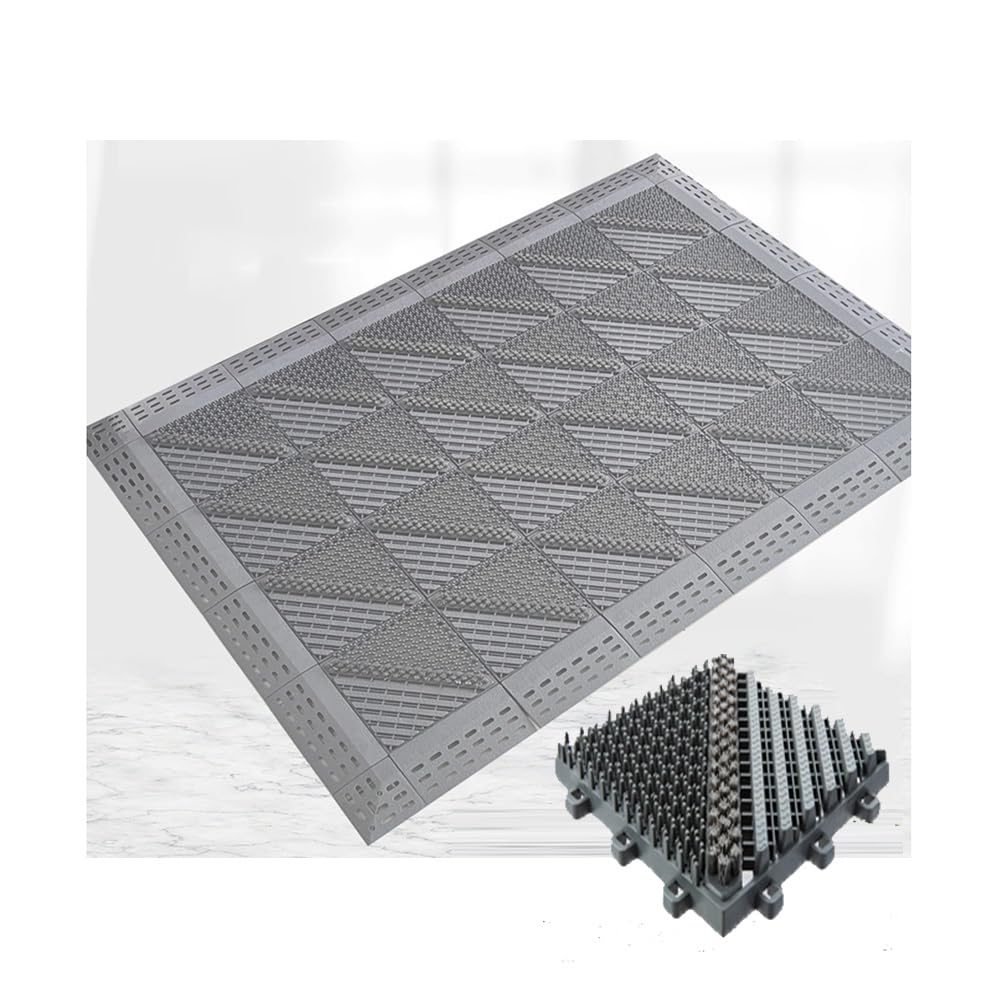 Felpudos para Puerta Entrada, Encastrables Antideslizantes Alfombras para Exterior, Atrapan La Nieve Y La Suciedad Hidrofóbicas Alfombra Bienvenida(Grey,120x180cm)