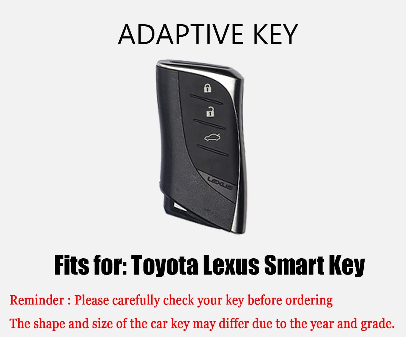 HIBEYO Leder Car Key Fob Cover with Keychain fits for Lexus Nx ES UX Us Rc Lx Lc Gx Ls is Gs Rx 300 350 500 250H 300H 350H 500H Car Key Case Cover Smart Remote Car Key Shell Holder 3 Buttons Black