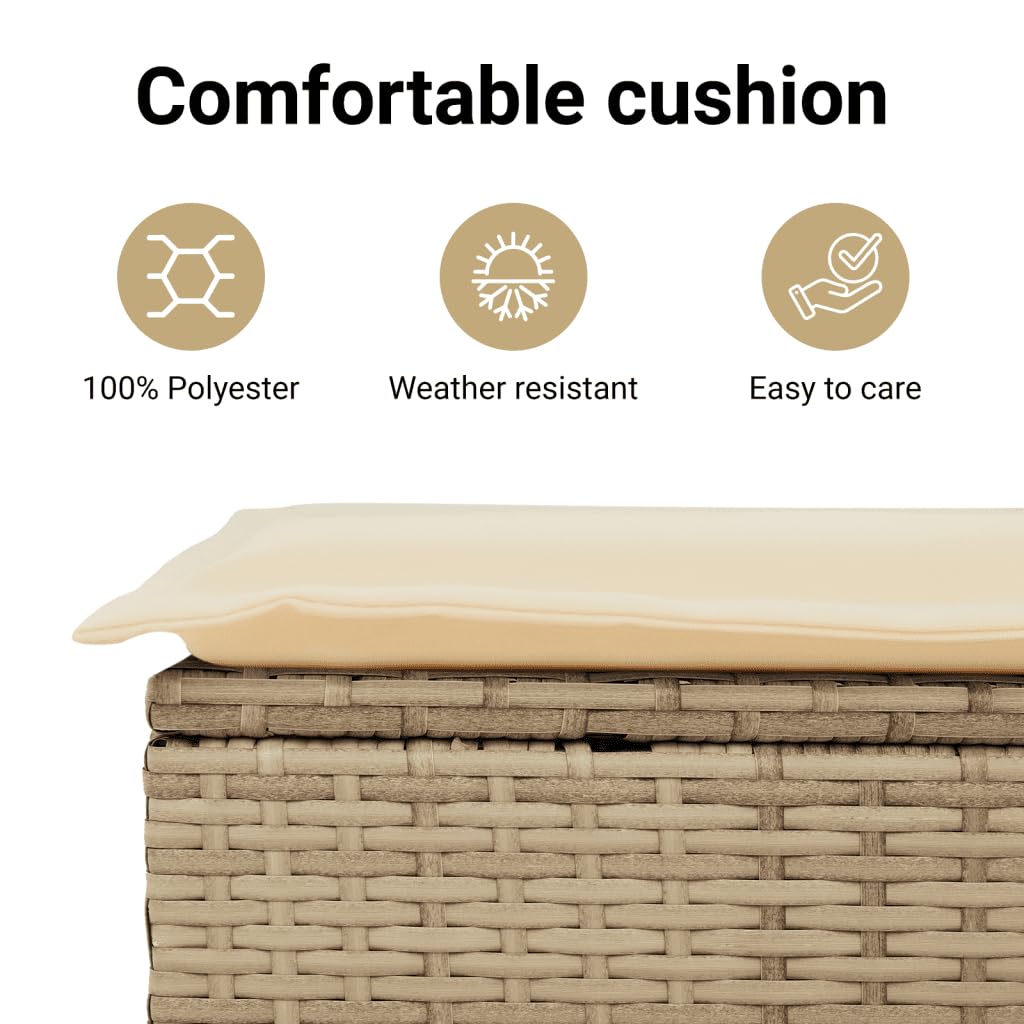 vidaXL Gartensofa 2-Sitzer mit Hockern, Outdoor Sofa Gartenmöbel, Garten Lounge Set Terrasse, Terrassenmöbel Zweisitzer, Beige Poly Rattan