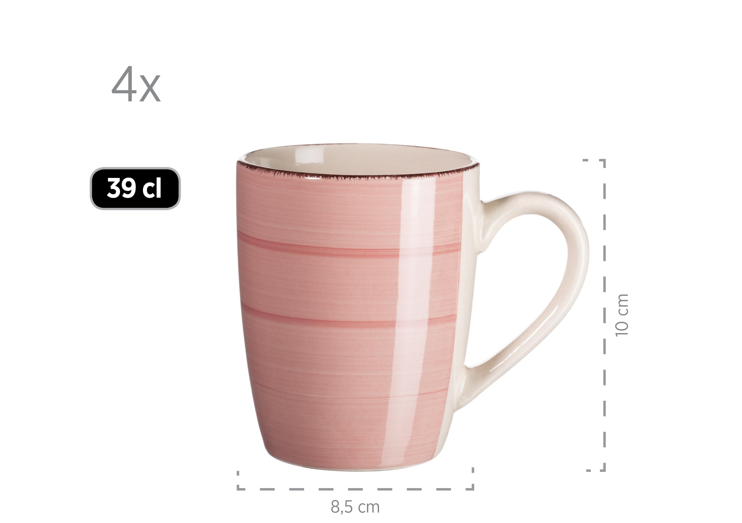 MÄSER 931499 Bel Tempo II 16-teiliges Vintage Geschirr-Set für 4 Personen, handbemaltes Keramik Kombiservice, bunt, Steingut, Rauchblau/Türkis/Grün/Rosa