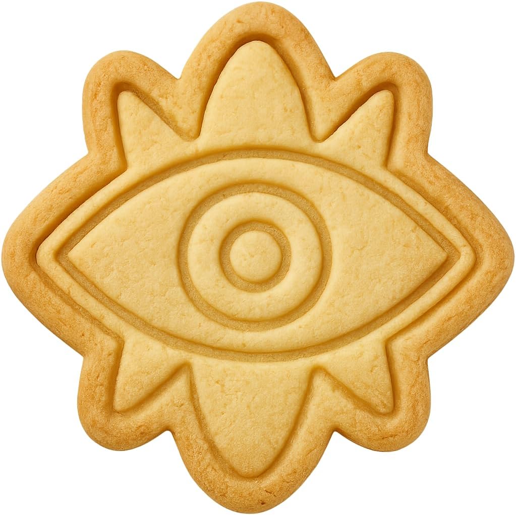 Mighty Gadget Evil Eye Cookie Cutter & Stamp - 4x3.2" Unique Charm for Spiritual Baking (Random Color)