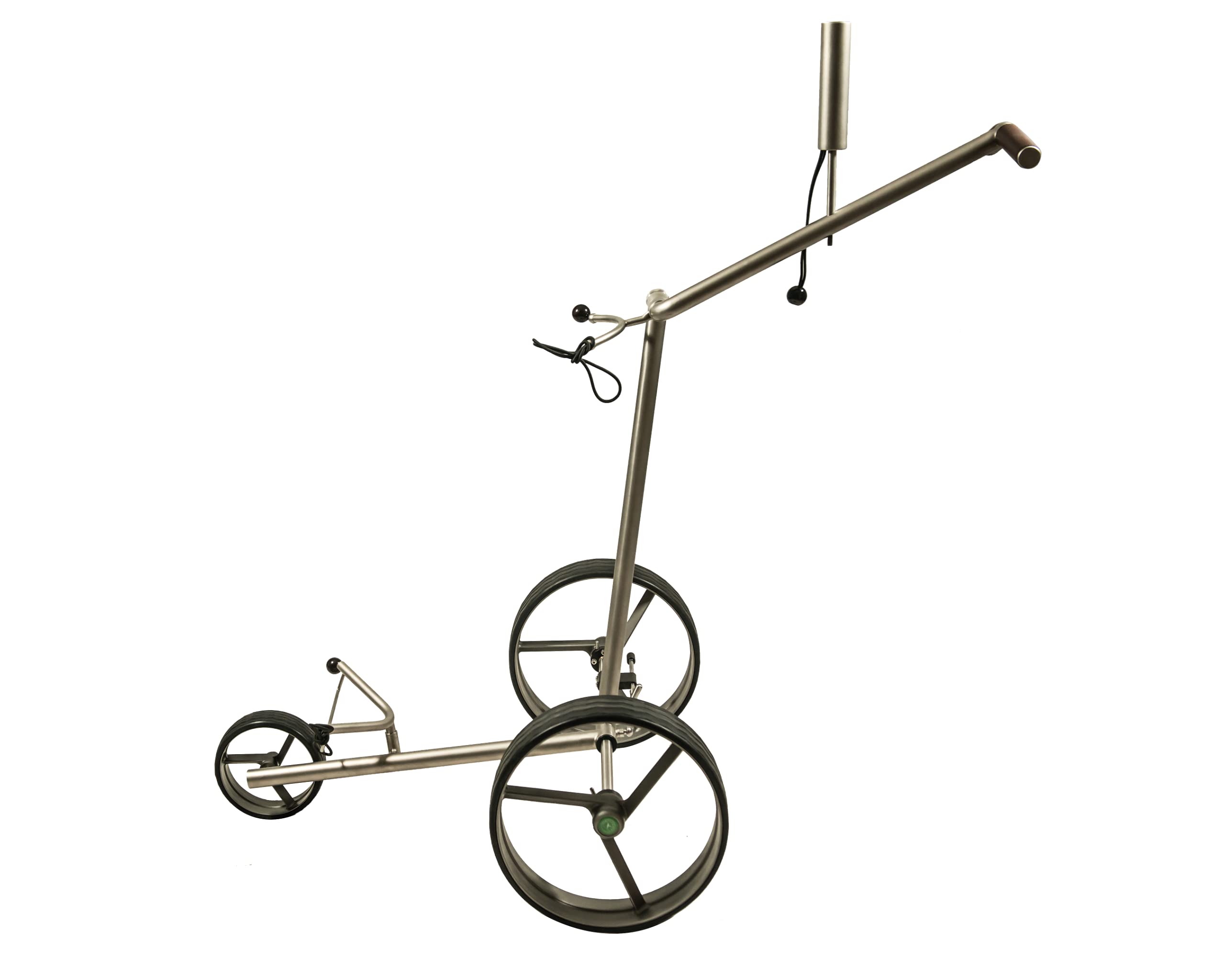 3 Rad Edelstahl Golftrolley Push Golf Trolley F3 Fasan schnell-klappbar schnell-zerlegbar und in Titan-Optik beschichtet, inkl. Transporttasche