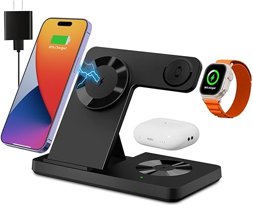 Estación de carga inalámbrica magnética 3 en 1 para Magsafe iPhone 12-17 Series, estación de carga para múltiples dispositivos, soporte de cargador
