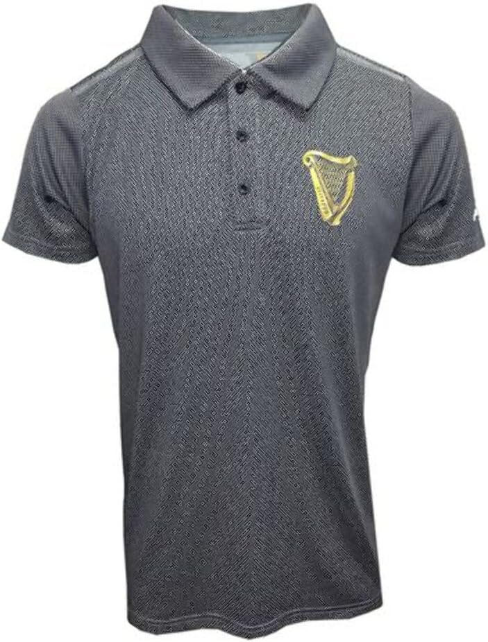 Men's Short Sleeve Polo Shirt Guinness Men's Harp Tape Performance Polo Shirt Black