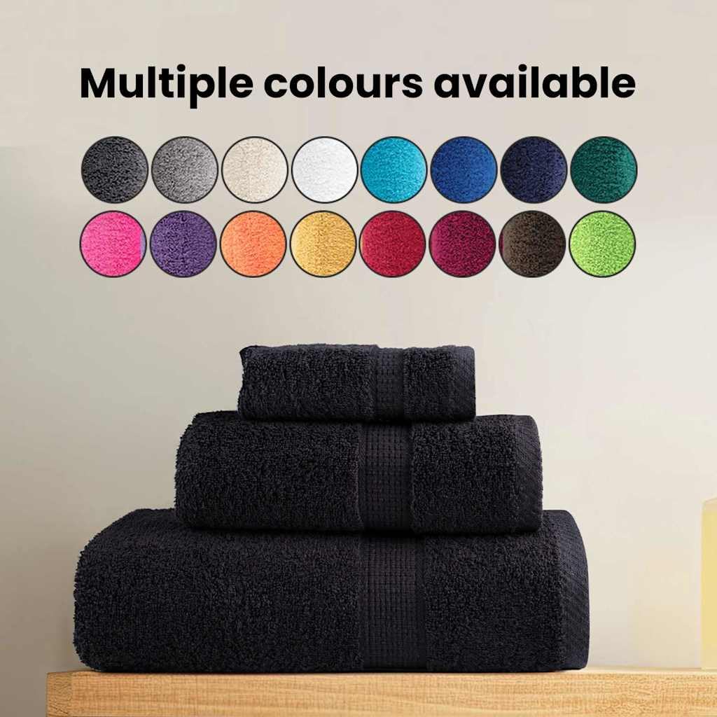 vidaXL Toalla de Invitado SOLUND 25 pcs Negro 70 x 140 cm 550 gsm, Juego de Toallas de Algodón Modernas, Toallas Rectangulares, Suaves, Resistentes, para Huéspedes, Decorativas