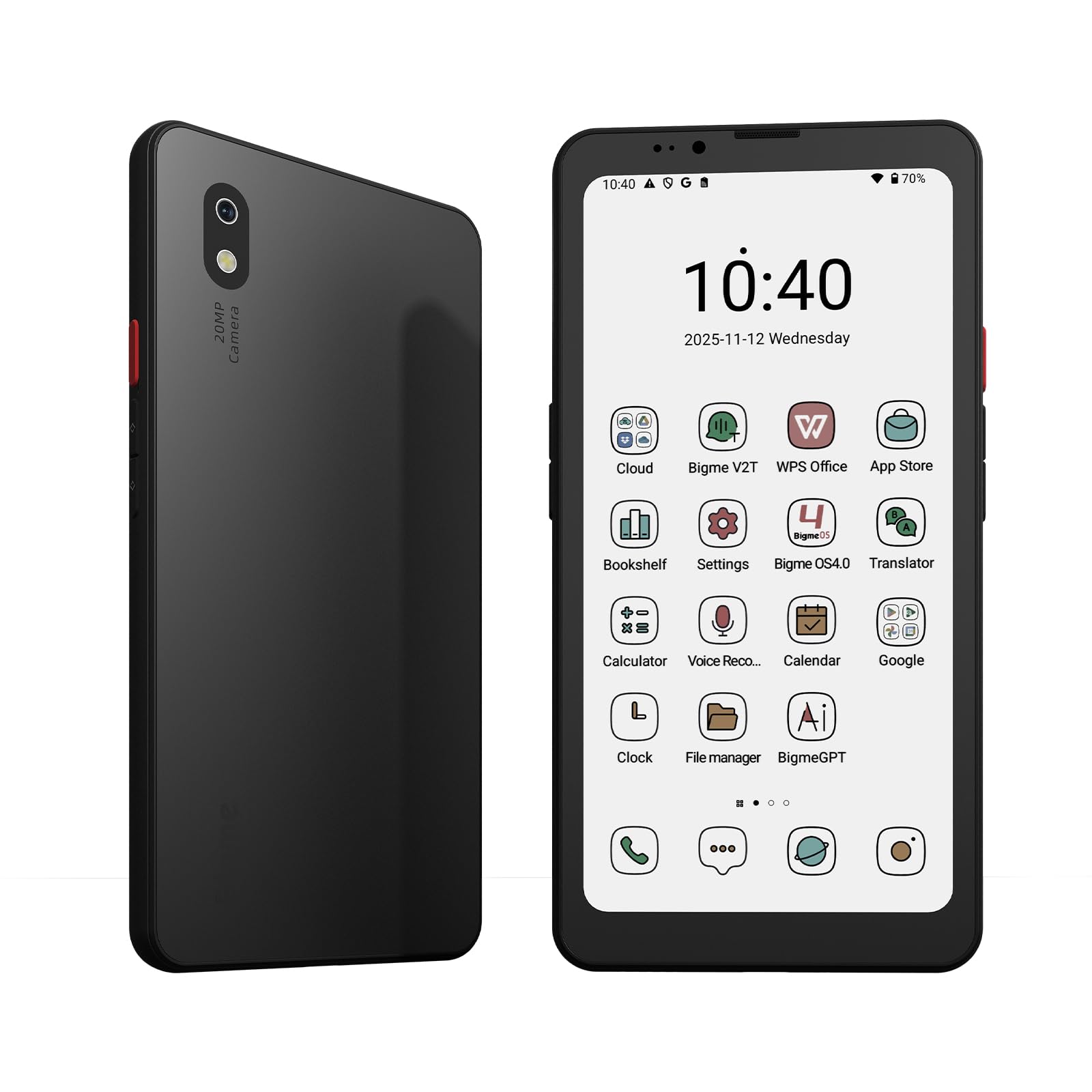Bigme HiBreak Pro Color Epaper Phone, 8+256 GB 5G Smart Phone, Android 14 OS Ebook Reader, Black