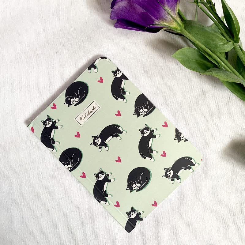 Image of Hard Bound Size A6 Pocket Diary, 50 Pages, 100 GSM, Handy Pocket Notebook, Office & Personal Daily Planner, Hand Illustrations, Soft Cover, Digitally Printed - Cat - Pack of 1