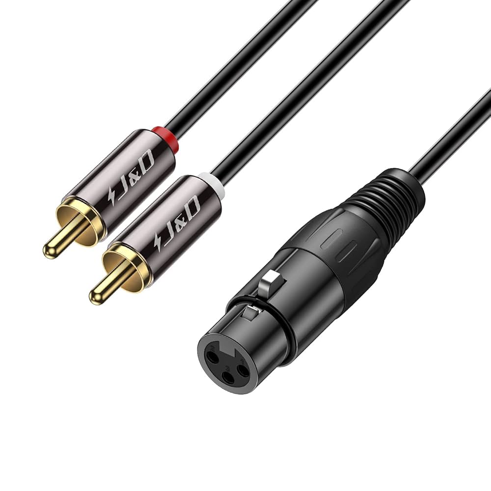 Cavo Adattatore J&amp;D Da 3,5mm A Doppio XLR Femmina - 1,8m Per Microfono, Smartphone, Laptop