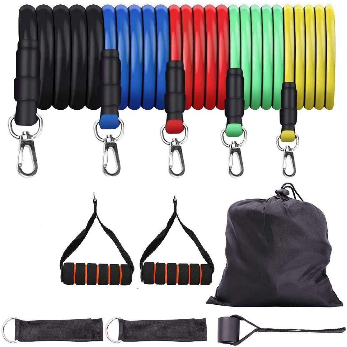Rexez Resistance Bands Set for Exercise, Stretching, and Workout Toning Tube Kit with Foam Handles, Door Anchor, Ankle Strap, and Carrying Bag for Men, Women (B093B76SSY) Amazon Price History, Amazon Price Tracker