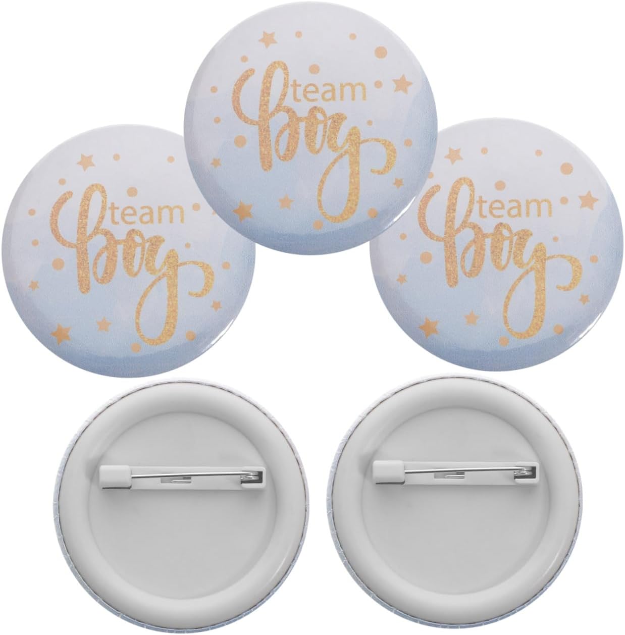 NUOBESTY 50pcs Gender Reveal Badges for Boys Tinplate Birthday Party Accessories Stylish Birthday Decorations for Boys Shower Photo Props and Party Favors