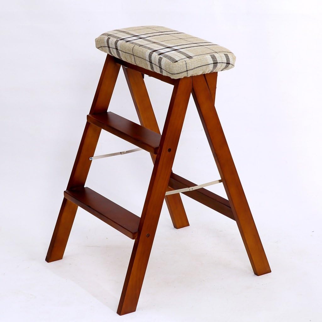 LUNEZY Folding Chair Stairs Multifunction Dual Use Birch Three Colors 3 Steps, 42 * 49 * 63CM (Color : 3#, Size : White)