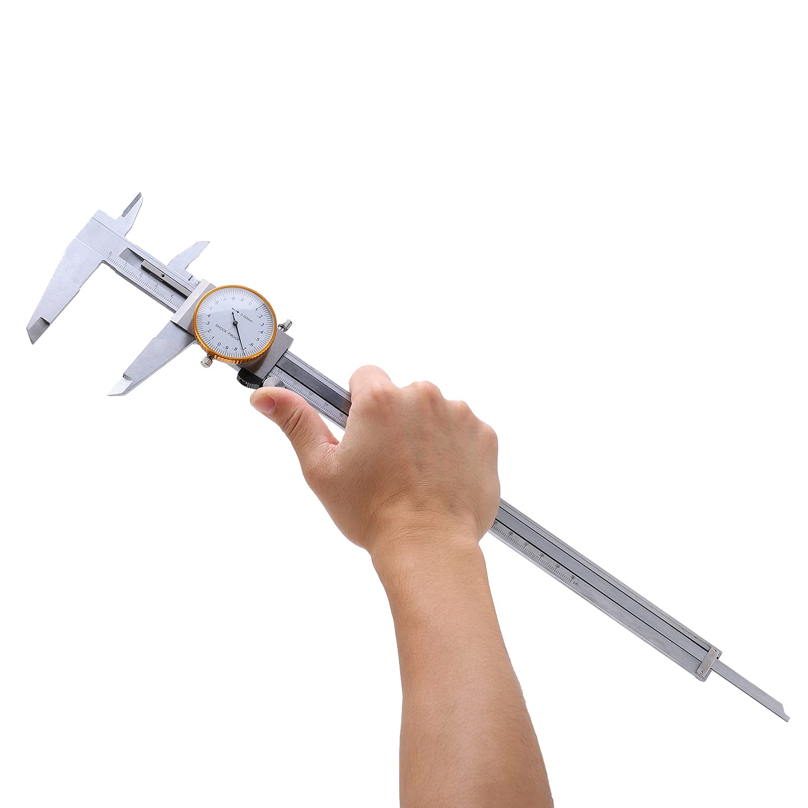 Bewinner Suwmiarka Tarczowa Suwmiarka z Noniuszem 0–300 Mm z przezroczystą tarczą Stalowa Ręczna Linijka Pomiarowa Dokładność 0,02 Mm do Pomiarów Wymiarowych, Obróbki Metali i Drewna