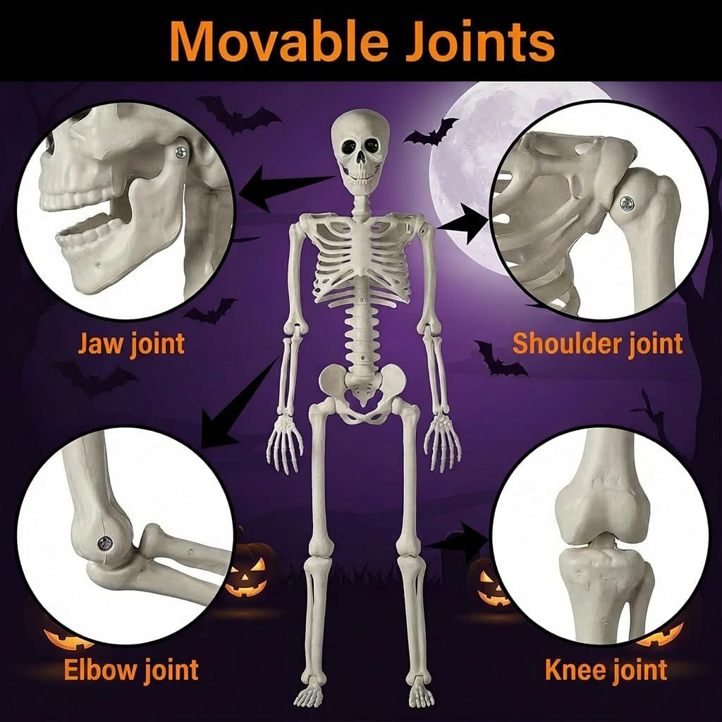 HBSTK 2 Pack 36 Inches Halloween Skeleton Full Body Posable Movable Jonints for Halloween Decoration Décor
