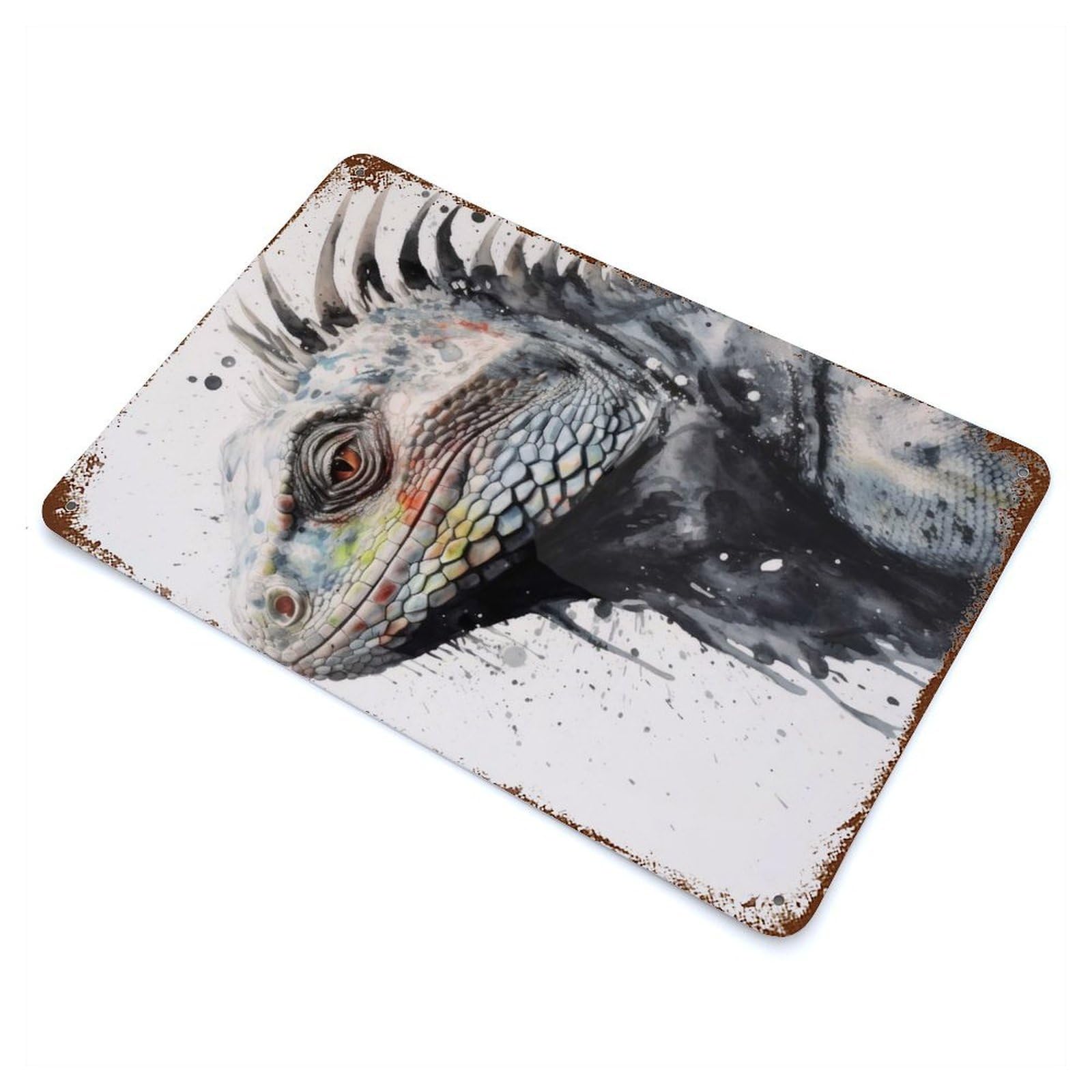Iguana Beauty Black Ink Decorative Tin Sign 11.8"x7.9", for Bistro, Counter And Cafe Decor, Classic Wall Plaque