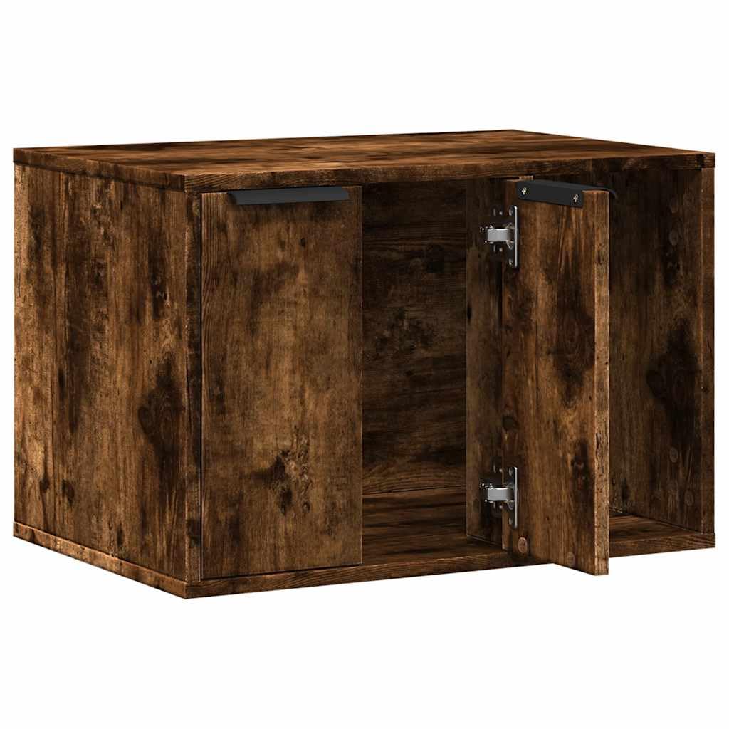 Katzenklo Schrank Räuchereiche 60x40x40 cm Holzwerkstoff - Katzenhaus mit 2 Eingängen, Katzenklo-Möbel versteckt, Beistelltisch und Katzenhöhle für Katzen