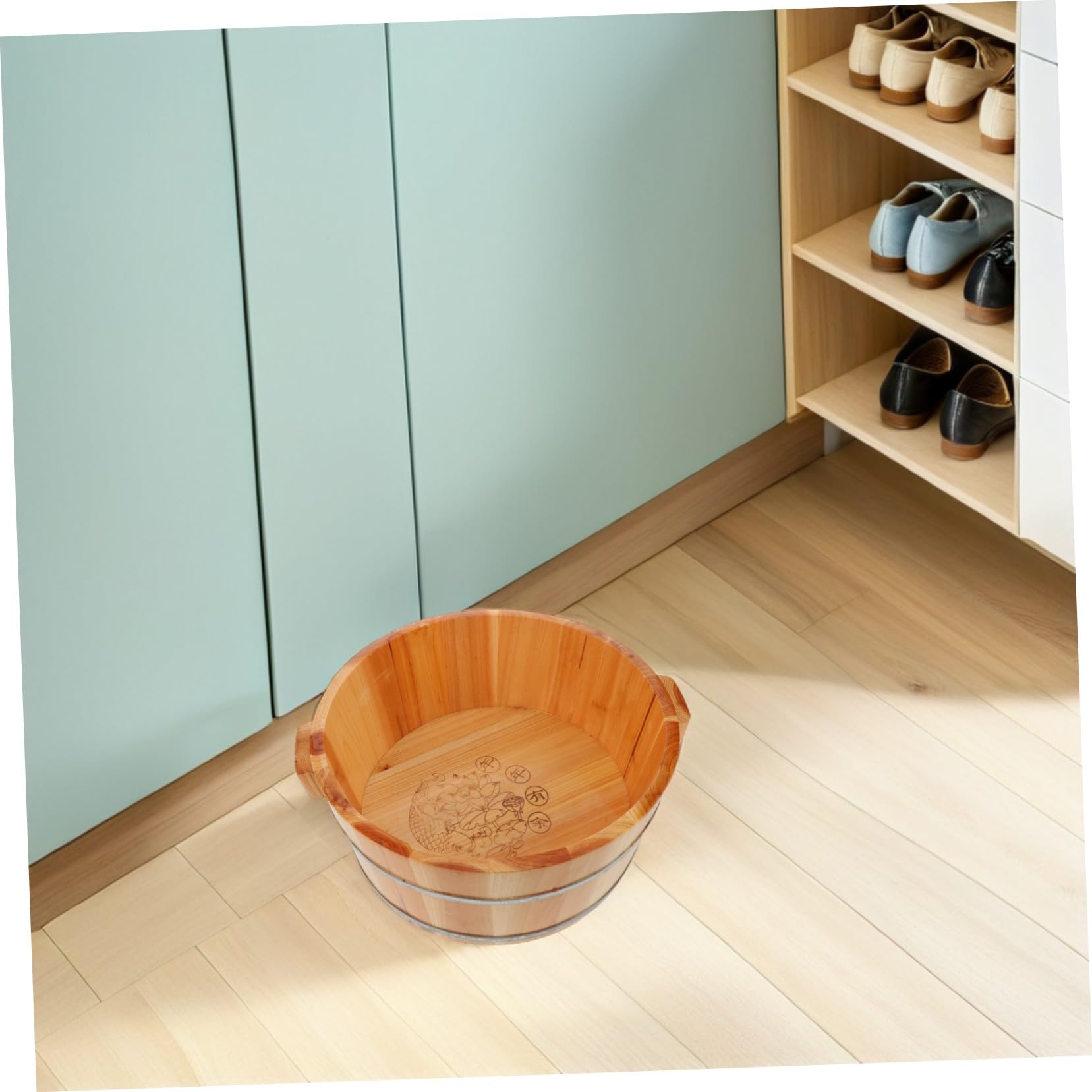 Cubo de Pedicura de Madera Marrón para Remojar los Pies