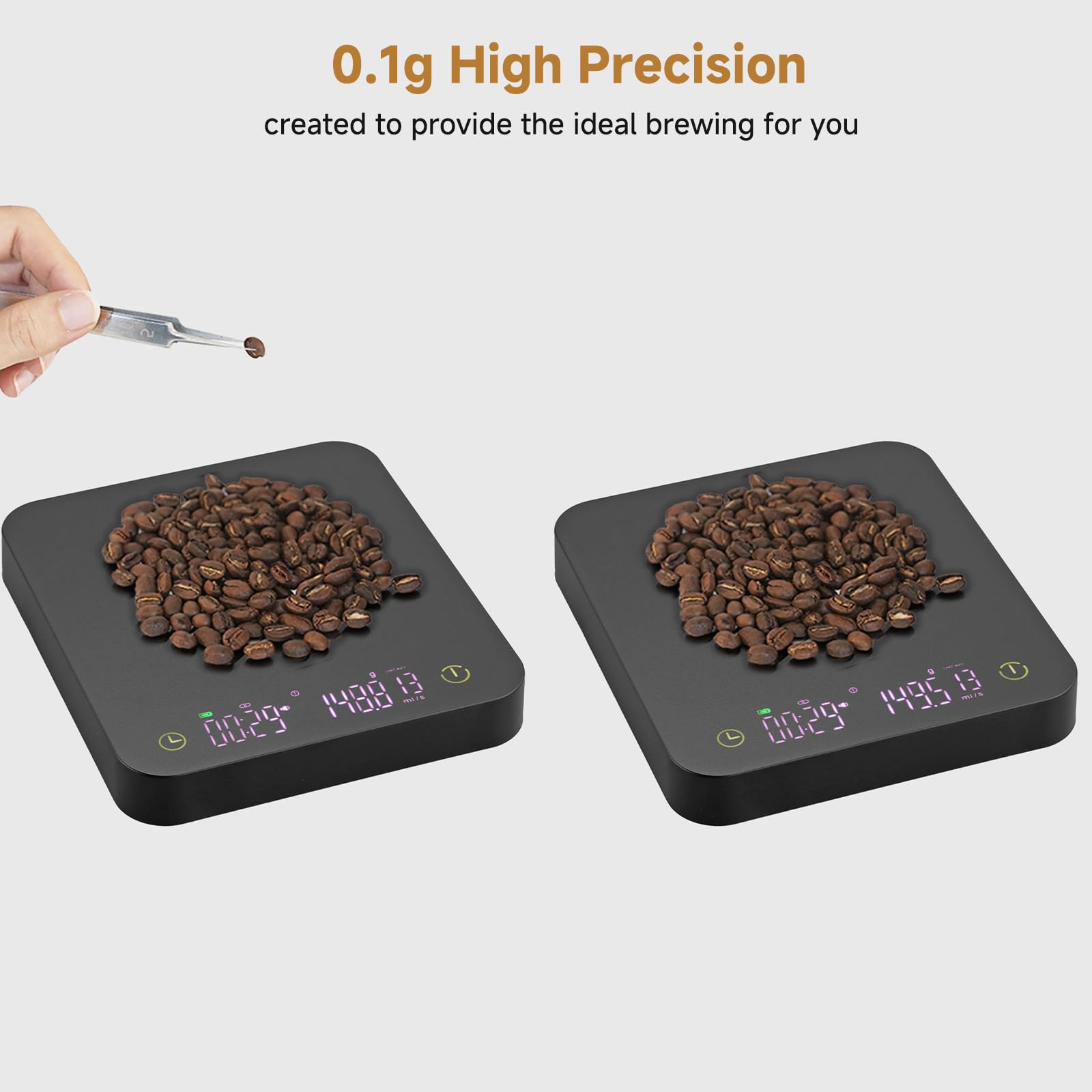 Mini Báscula de Café, 3 kg/0,1 g, Recargable