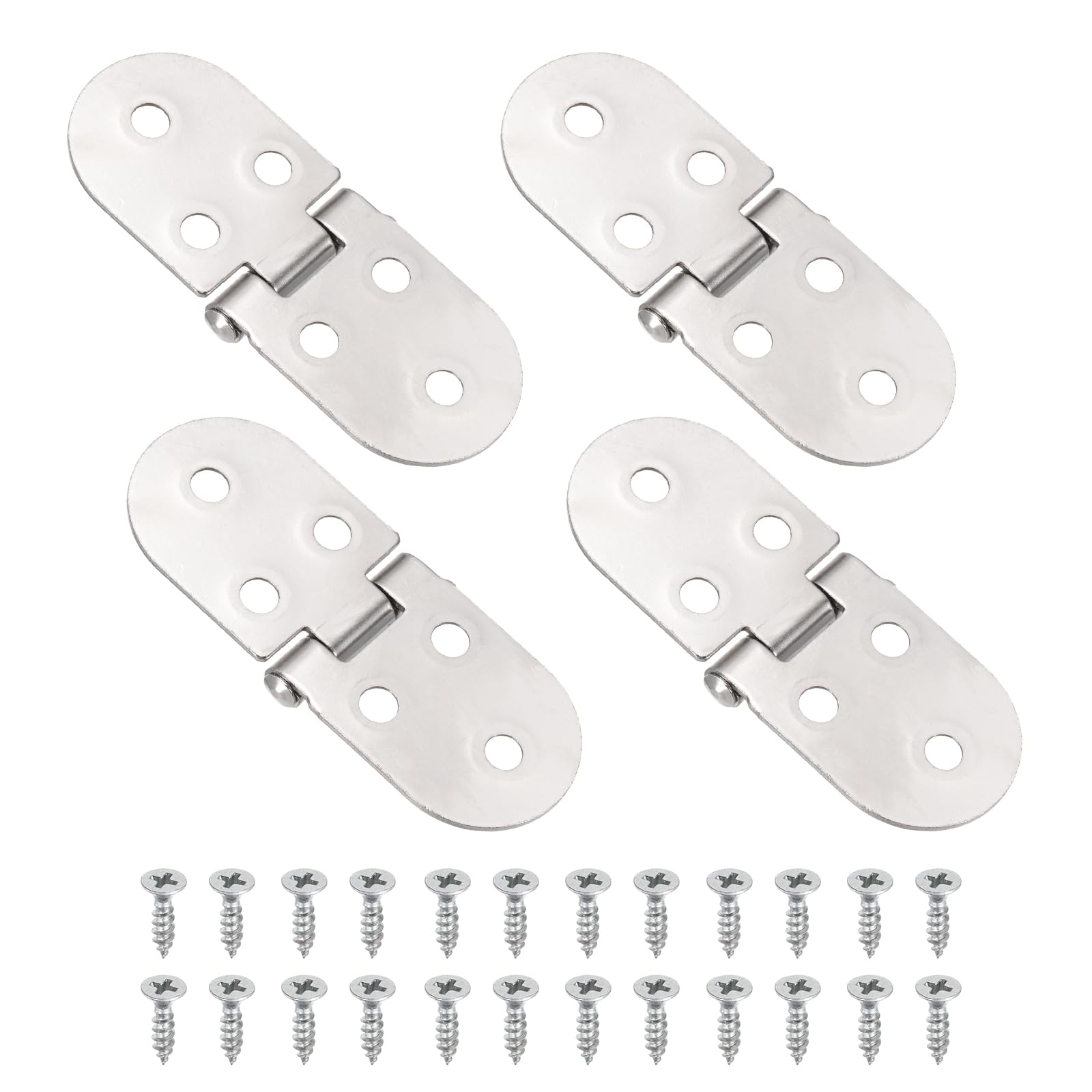 sourcing map 4Pcs Hidden Folding Table Hinges, 3.15" x 1.22" Iron Flat Hinge, 180 Degree Furniture Hinges for Wood Table Kitchen Cabinet Door, Nickel