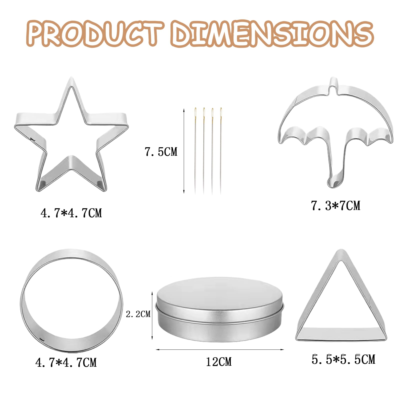 ZANWANXIN Outils coréens de fabrication de bonbons en sucre, emporte-pièces en acier inoxydable, moules à biscuits, kit de jeu de sucre, emporte-pièce, parapluie, triangle, étoile ronde (4 modules 4 boîtes