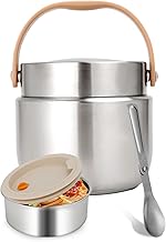 Ezvsevuo Thermos avec Alimentaire Chaud 1200ml, Boite Alimentaire Isotherme en Acier Inoxydable, Gamelle Isotherme avec Cuillère Pliante, Termosse Repas Chaud pour École, Bureau, Extérieur (Argent)