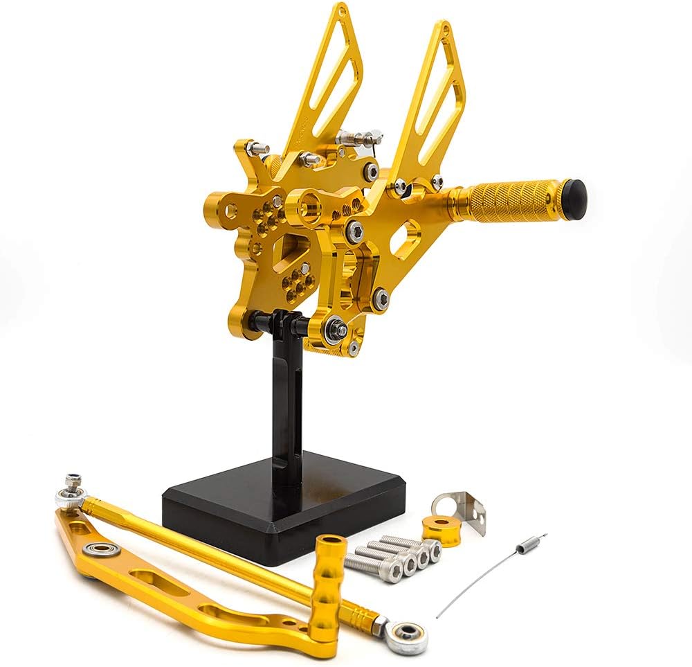 FXCNC CNC R6 Billet Adjustable Motorcycle Footrests Rearsets Foot Pegs Rear Set Compatible with YZF R6 YZF600R 2006-2016