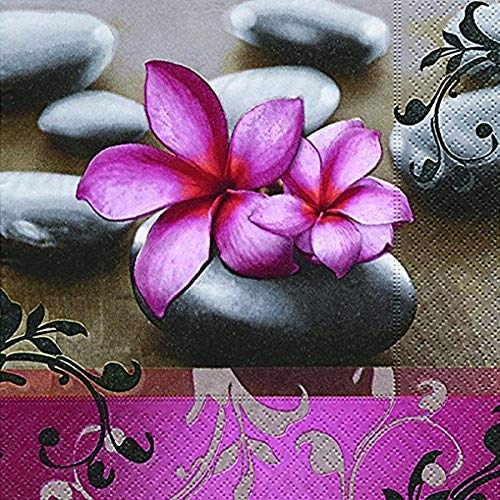 Preisvergleich Produktbild Motivserviette 33x33cm Blüten / Stein