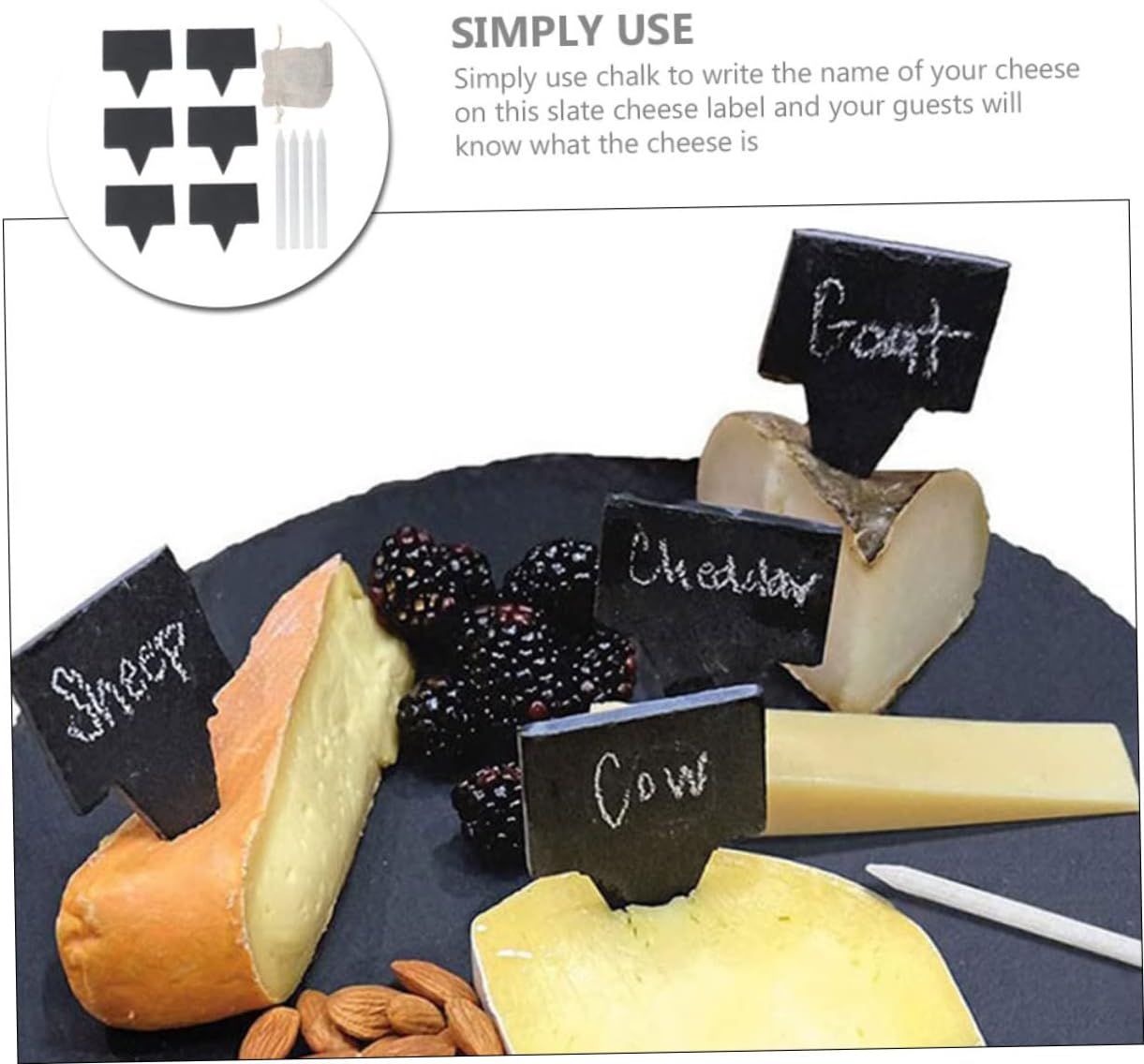 Stone Cheese Markers, Writable Labels for Food Items, Elegant