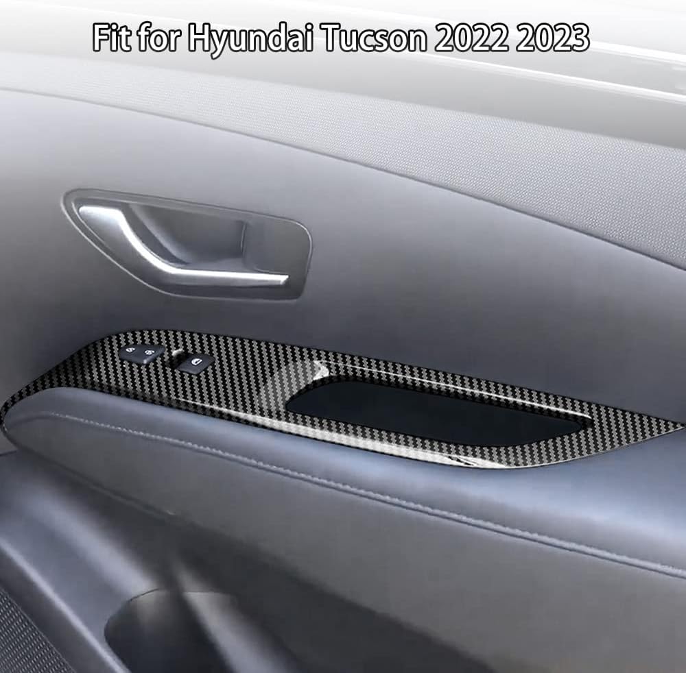 Blazeray Window Switch Button Shift Panel Trim Cover Sticker ABS Carbon Fiber Grain Decor for Hyundai Tucson 2022 2023, Interior Decoration Accessories, 8PACK