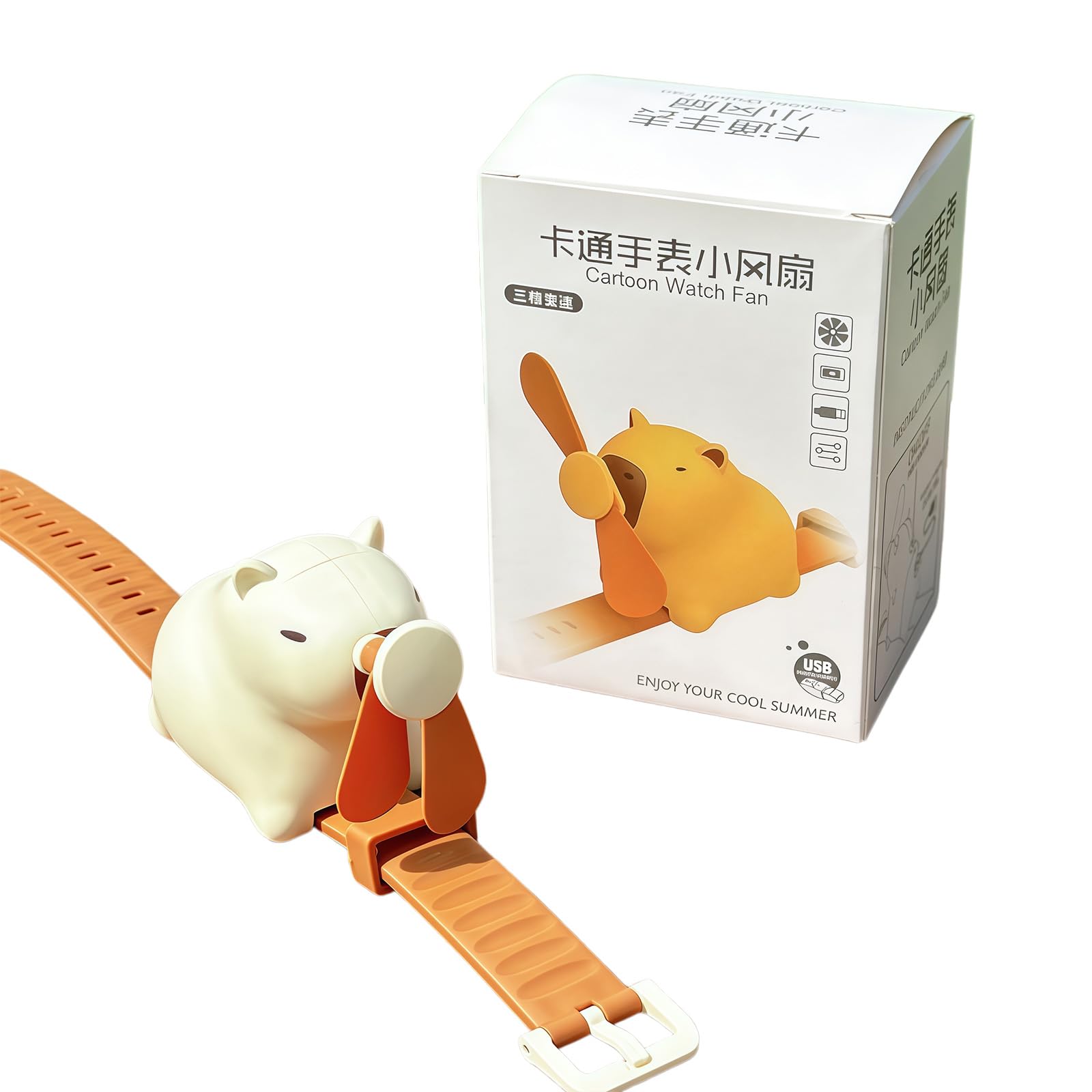 Meiliyizu Capybaras Watch Handheld Fan Wrist Wearable Cooling Device Perfect for Indoor and Outdoor Rechargeable