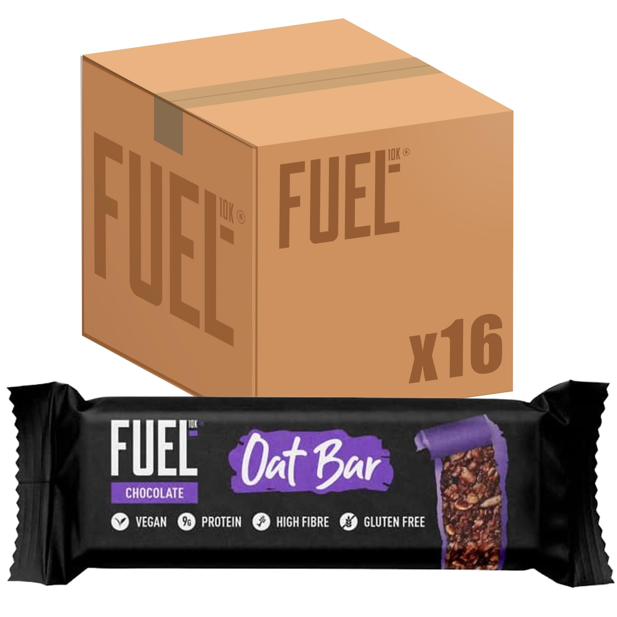 FUEL10K Chocolate Oat Bars, 9g Protein & High Fibre, 45 g (Pack of 16)