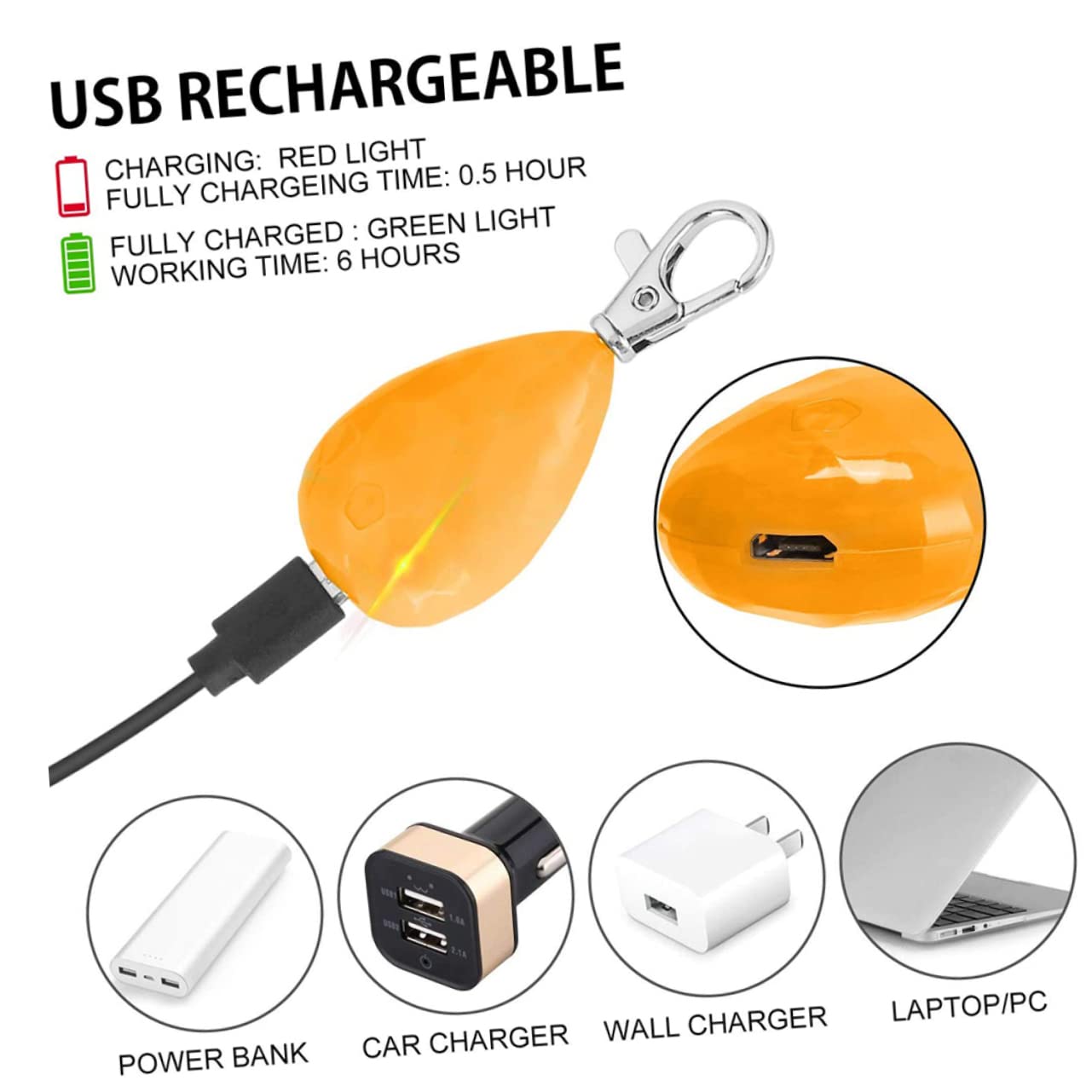 BESPORTBLE 6pièces Pendentif Lumineux De Sécurité pour Chien Lumière LED Rechargeable Et Étanche pour Collier De Nuit Accessoires Animaux