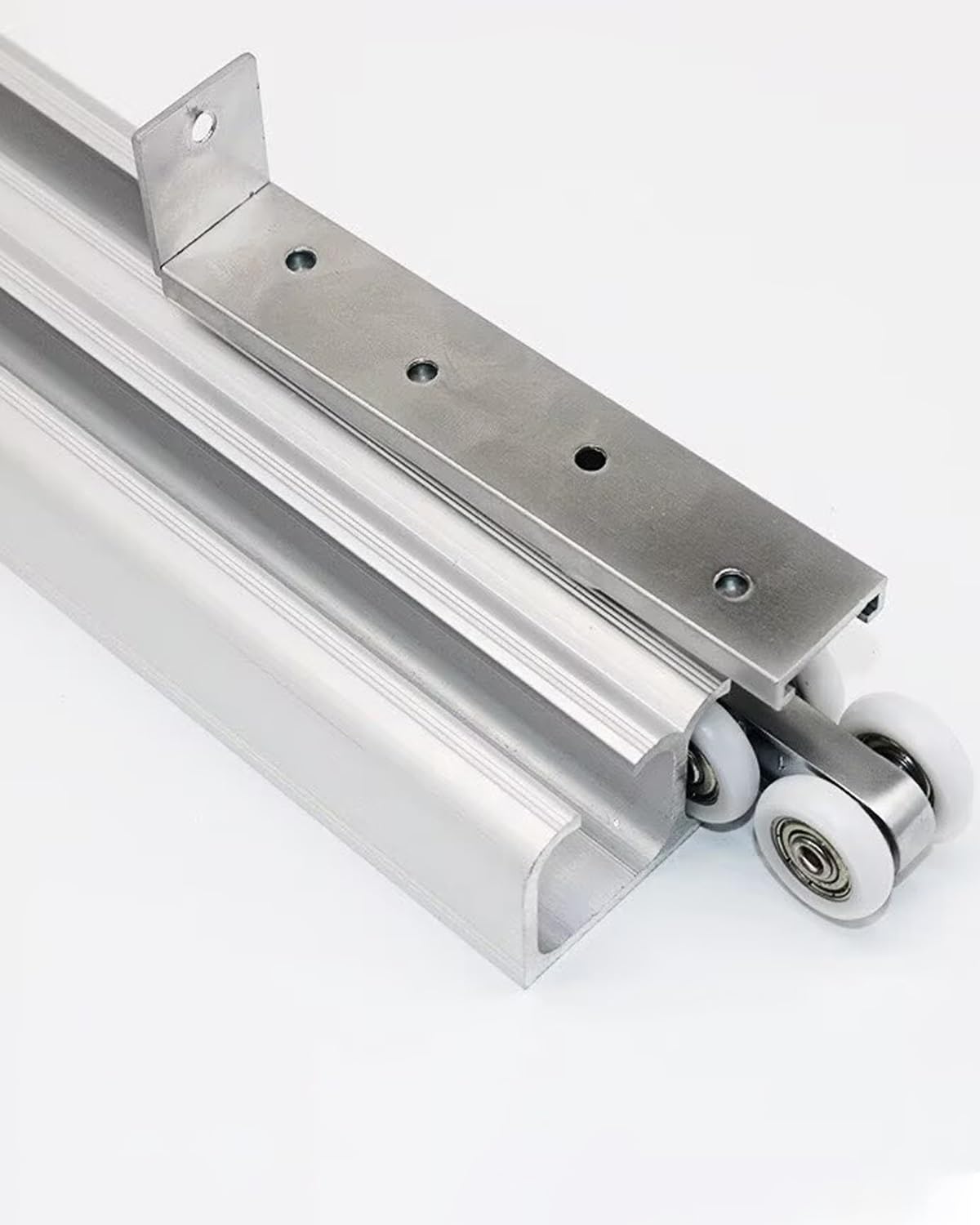 Minglez Sliding Door Kit Double Track Bypass Barn Door Hardware Kit for Clost, Bifold Sliding Door Tracks for Cabinet/Kitchen, Heavy Duty Pocket Box Rail Top Hung(9ft/2.7m)