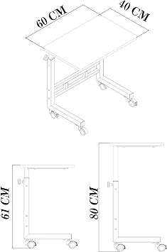Height Adjustable Laptop Table - Work Table (40x60 cm MDF Table/Wheeled)
