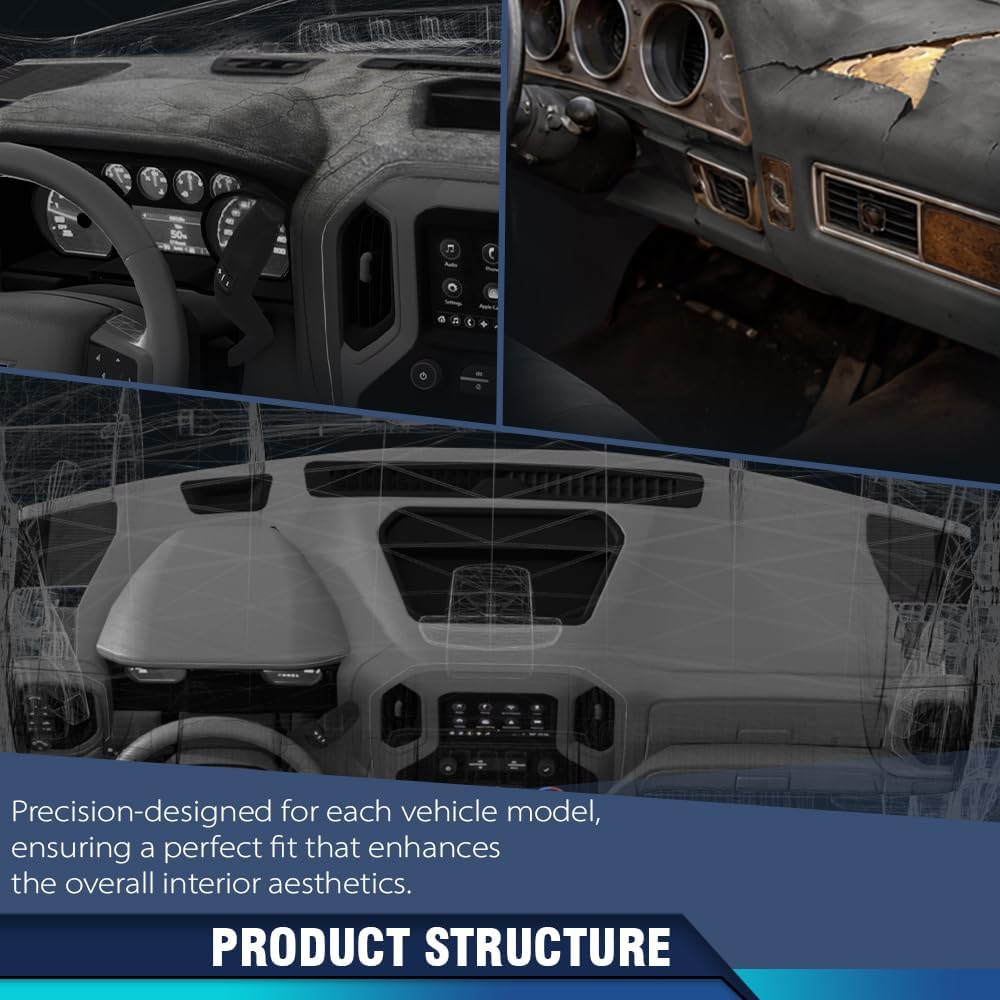 PIT66 TPE Dash Bezel Cover, Compatible with Toyota 4Runner 2003 2004 2005 2006 2007 2008 2009 Dashboard Instrument Panel Black Plastic