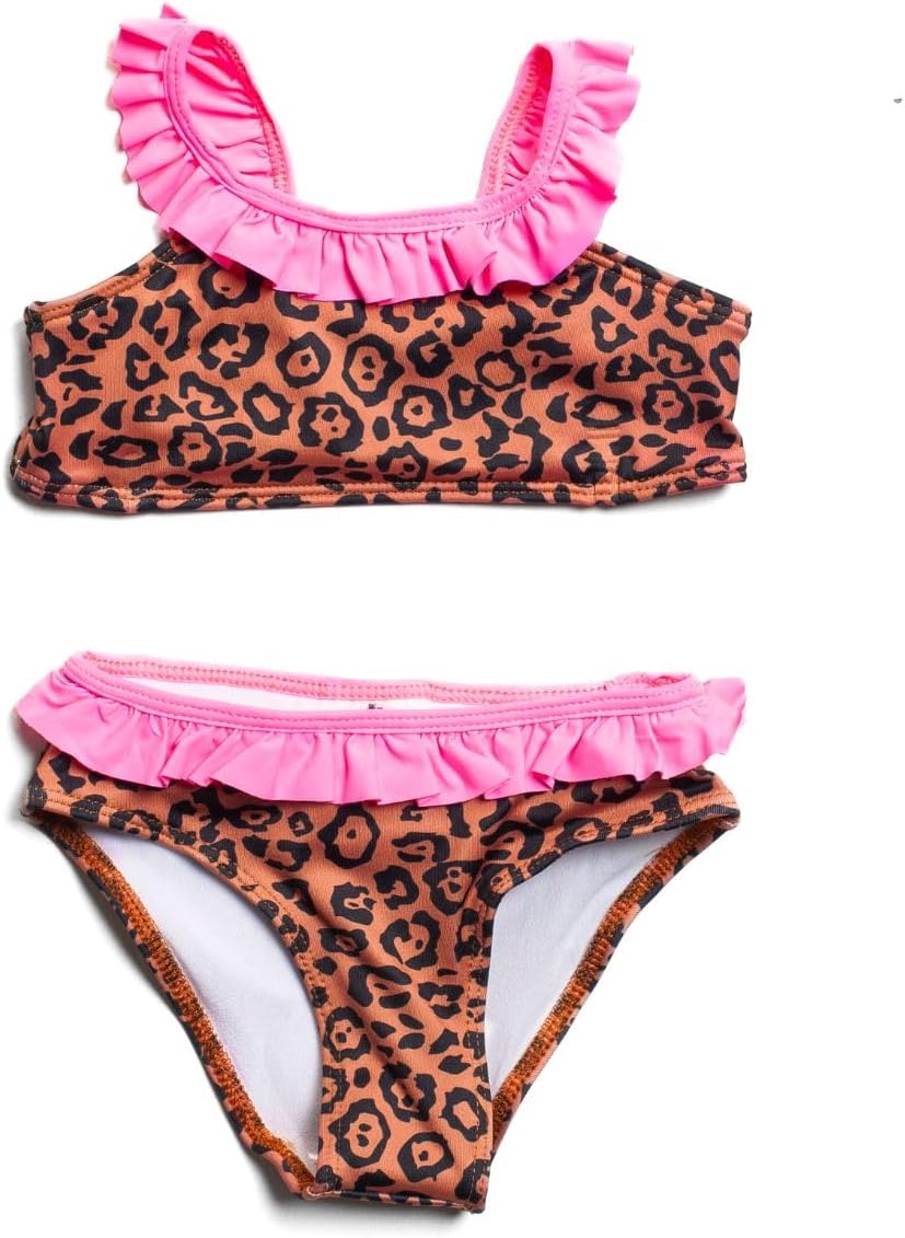 Biquini Infantil Teen Kids Onça Com Babado Proteção UV50 Praia Piscina Verão Mar Forrado